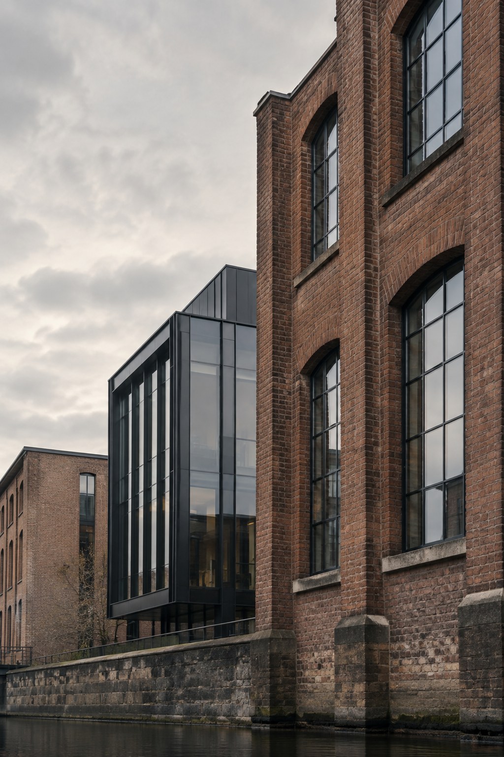 Converted red-brick warehouse beside a canal